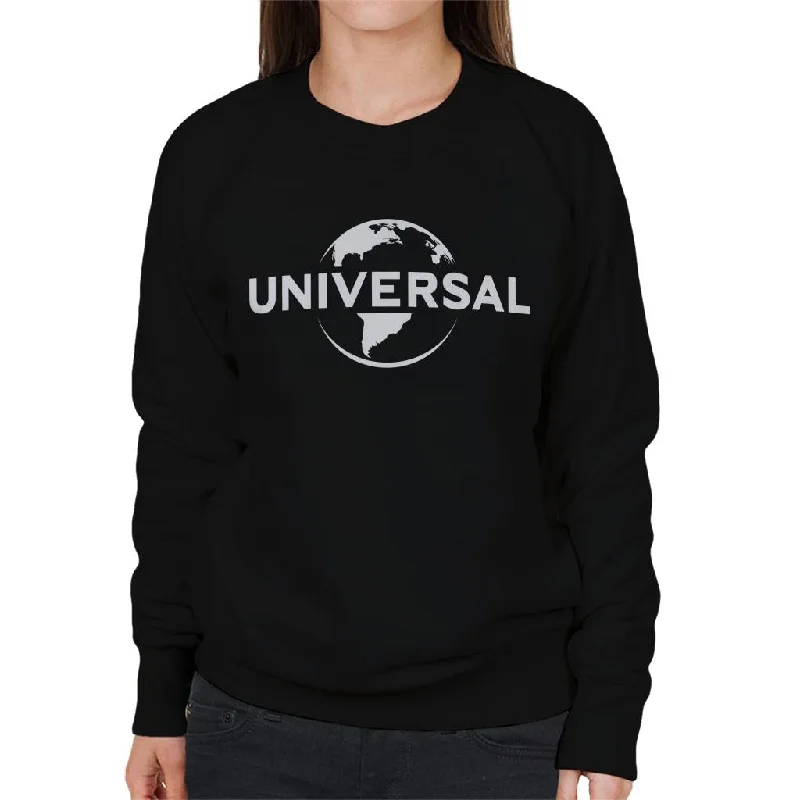 Universal Pictures Black And White Logo Women's Sweatshirt Hoodie with Velcro Closure Adjustable Secure Universal Pictures Black And White Logo Women's Sweatshirt Hoodie with Velcro Closure Adjustable Secure