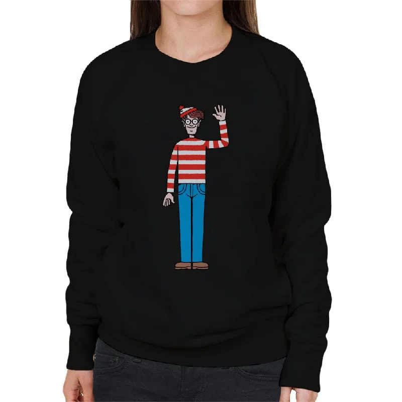 Where's Wally Waving Women's Sweatshirt Hoodie with Hem Fringe Bohemian Relaxed