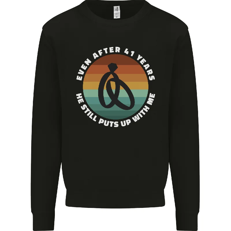 41 Year Wedding Anniversary 41st Marriage Mens Sweatshirt Jumper Hoodie with Raglan Sleeves Sporty Comfortable