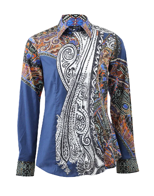 Paisley Print Blouse Casual Stripe Blouse