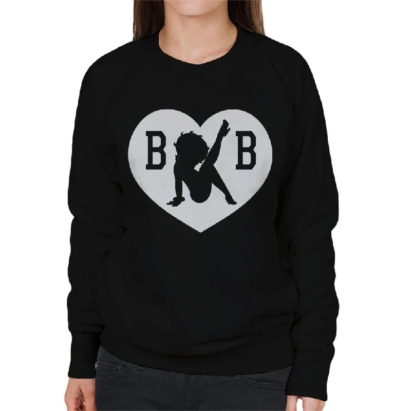 Betty Boop B B Love Heart Silhouette Women's Sweatshirt Hoodie with Tied Waist Feminine Flattering