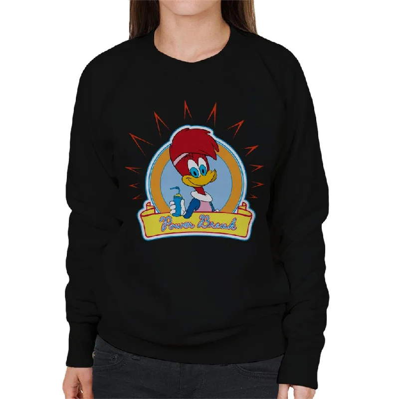 Woody Woodpecker Winnie Woodpecker Power Break Women's Sweatshirt Hoodie with Snap Buttons Easy Quick Woody Woodpecker Winnie Woodpecker Power Break Women's Sweatshirt Hoodie with Snap Buttons Easy Quick