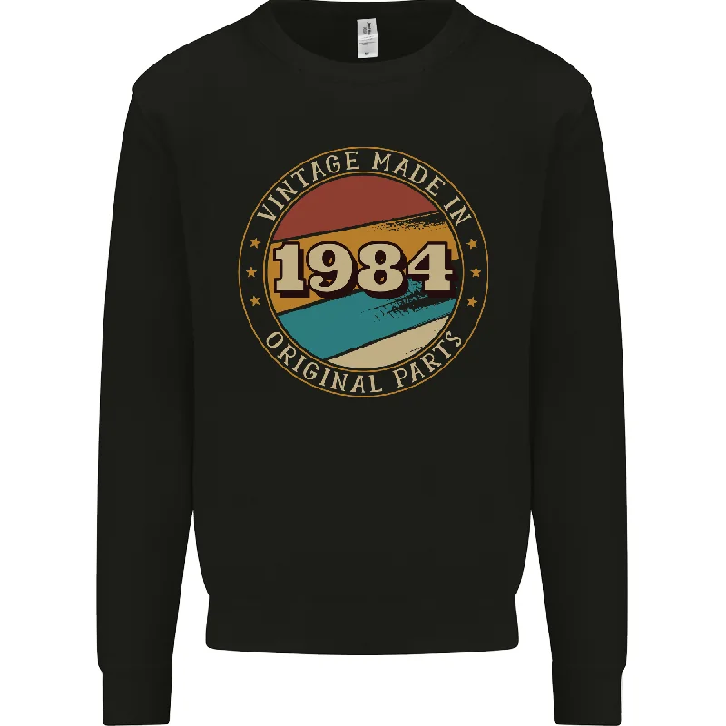 40th Birthday  Vintage Made In 1984 Mens Sweatshirt Jumper Hoodie with Earth Tones Natural Calm
