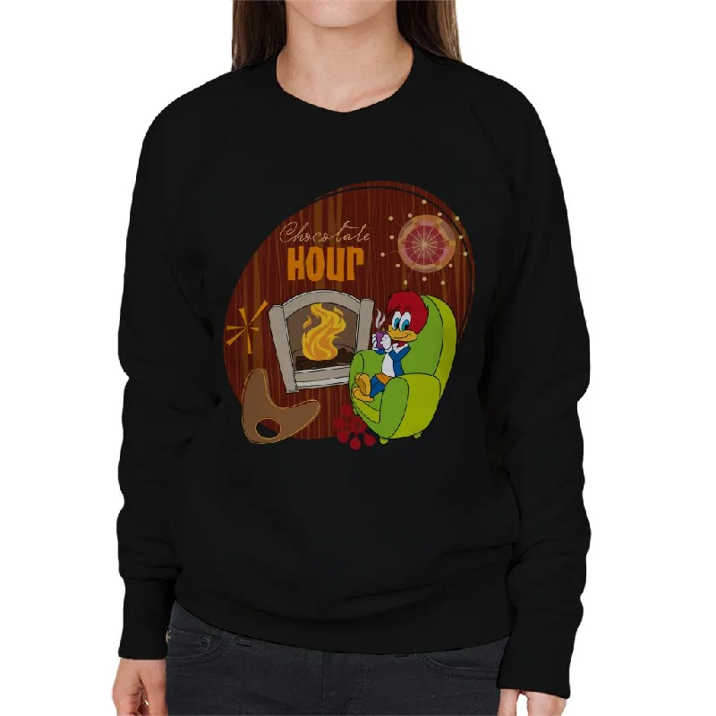 Woody Woodpecker Winnie Woodpecker Chocolate Hour Women's Sweatshirt Hoodie with Half-Zip Sporty Casual Woody Woodpecker Winnie Woodpecker Chocolate Hour Women's Sweatshirt Hoodie with Half-Zip Sporty Casual
