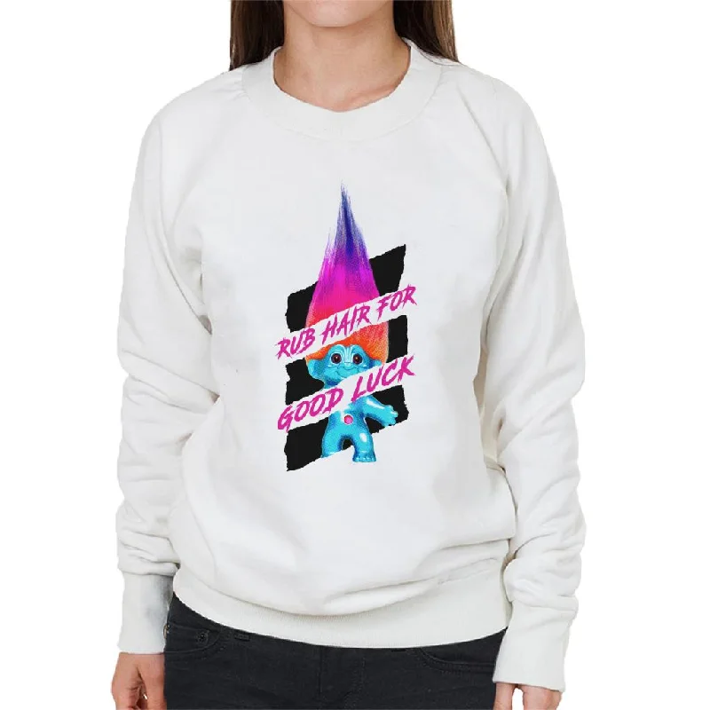 Trolls Rub Hair For Good Luck Women's Sweatshirt Hoodie with Neon Bright Vibrant
