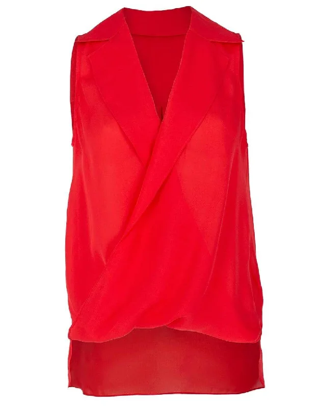 Hibiscus Freja Draped Silk Blouse Wrap Front Blouse