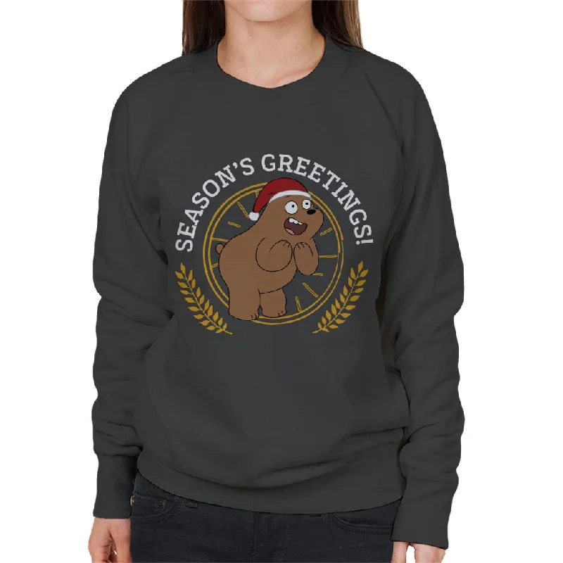 We Bare Bears Christmas Season's Greetings Women's Sweatshirt Hoodie with Hem Detail Decorative Unique