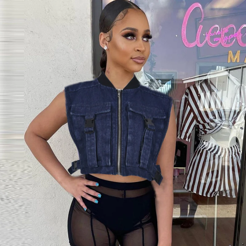 Women Fashion Street Style Sleeveless Belted Denim Camouflage Blouse Classic Minimalist Blouse Women Fashion Street Style Sleeveless Belted Denim Camouflage Blouse Classic Minimalist Blouse