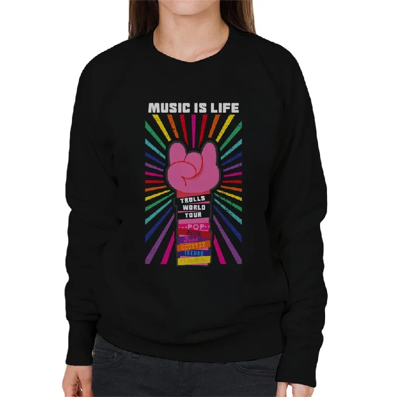 Trolls Devil Horns Women's Sweatshirt Hoodie with Hem Embroidery Detailed Premium
