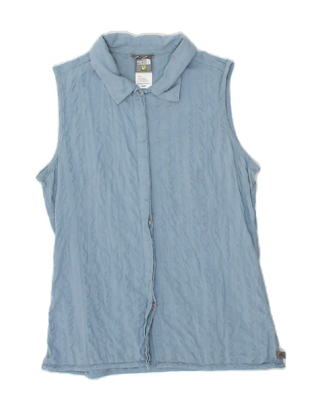 THE NORTH FACE Womens Sleeveless Shirt Blouse UK 12 Medium Blue Cotton Relaxed Fit Blouse THE NORTH FACE Womens Sleeveless Shirt Blouse UK 12 Medium Blue Cotton Relaxed Fit Blouse