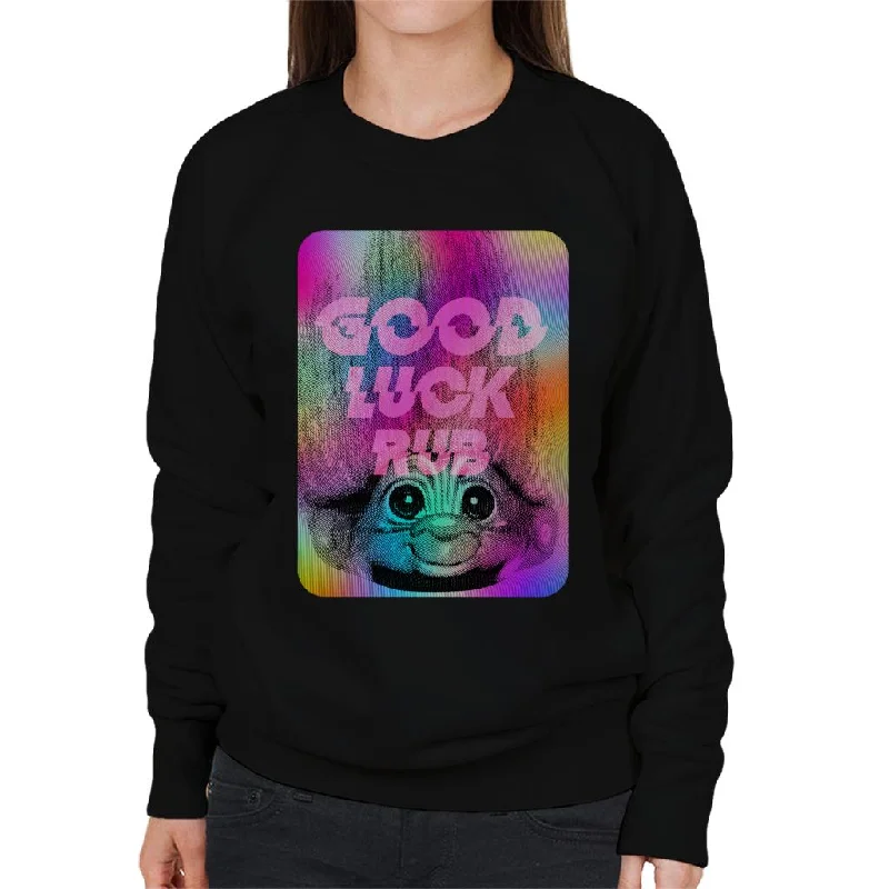 Trolls Good Luck Rub Women's Sweatshirt Hoodie with Contrast Stitching Detailed Premium Trolls Good Luck Rub Women's Sweatshirt Hoodie with Contrast Stitching Detailed Premium