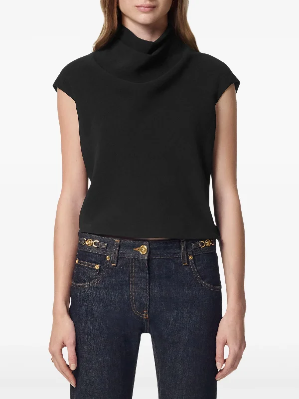 VERSACE - Women Viscose Mix Cady Blouse High Neck Blouse