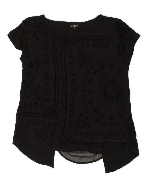 DESIGUAL Womens Abstract Pattern Asymmetric Blouse Top UK 12 Medium Black Sleeveless Chiffon Blouse DESIGUAL Womens Abstract Pattern Asymmetric Blouse Top UK 12 Medium Black Sleeveless Chiffon Blouse