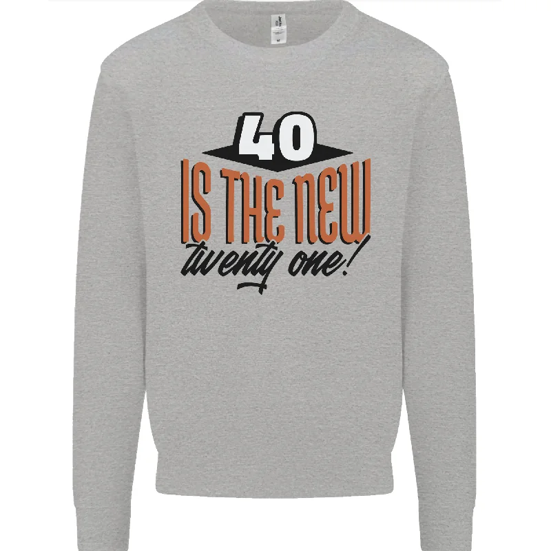 40th Birthday 40 is the New 21 Funny Men's Sweatshirt Jumper Hoodie with Snap Buttons Easy Quick
