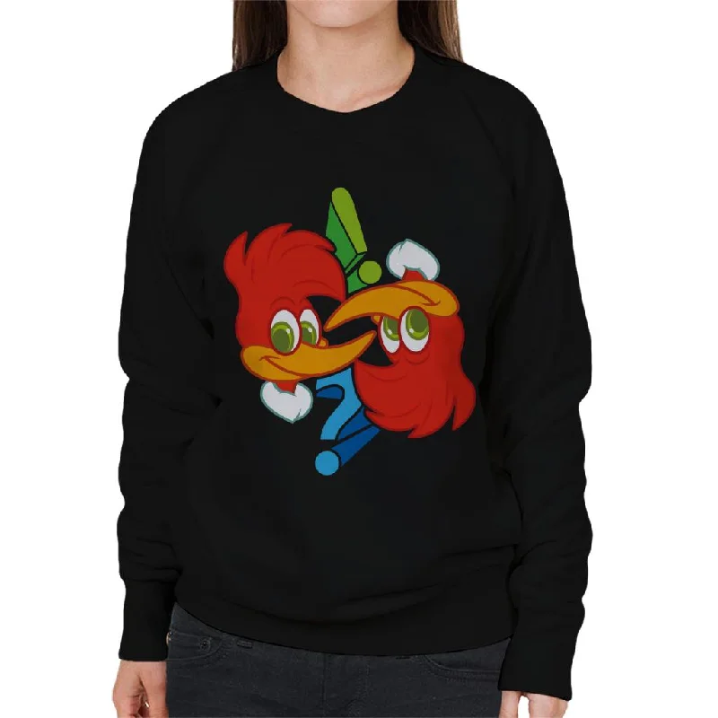 Woody Woodpecker Winnie Question Mark Women's Sweatshirt Hoodie with V-Neck Classic Versatile Woody Woodpecker Winnie Question Mark Women's Sweatshirt Hoodie with V-Neck Classic Versatile