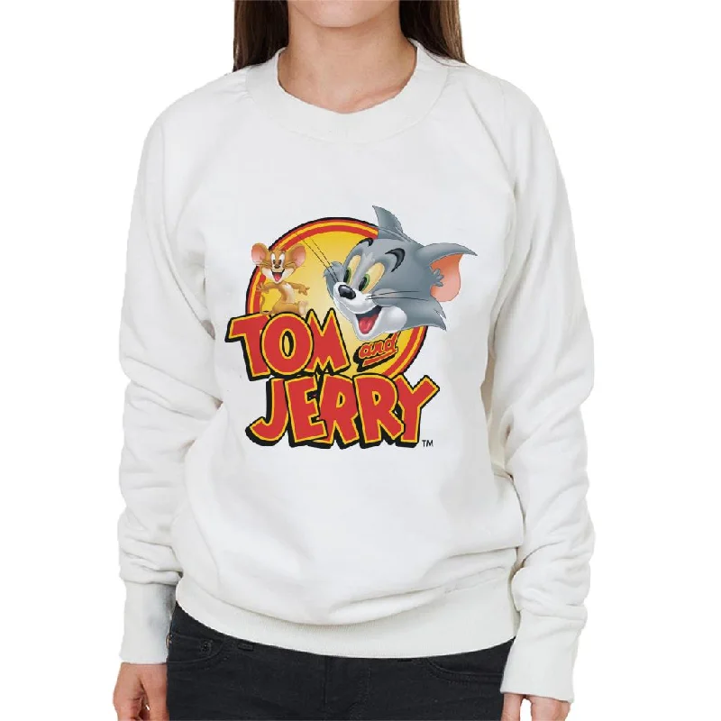 Tom and Jerry Opening Title Women's Sweatshirt Hoodie with Tied Waist Feminine Flattering
