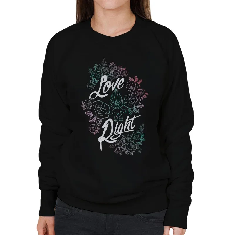Trolls Love Right Women's Sweatshirt Hoodie with Mesh Breathable Sporty