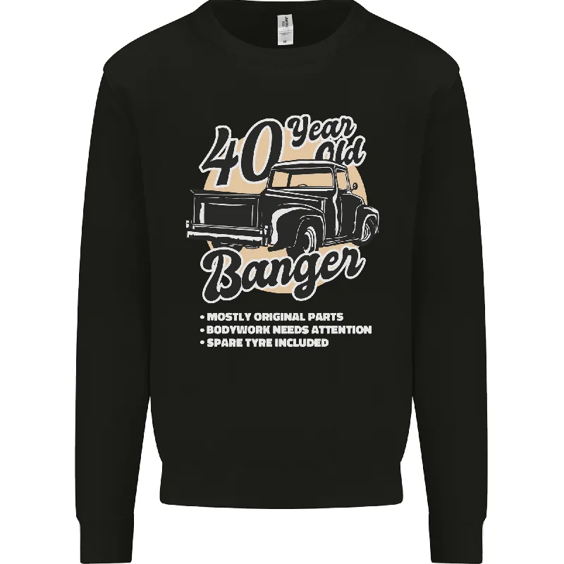 40th Birthday Men's Sweatshirt - Vintage 1981 Banger Jumper Hoodie with Raw Hem Edgy Unfinished