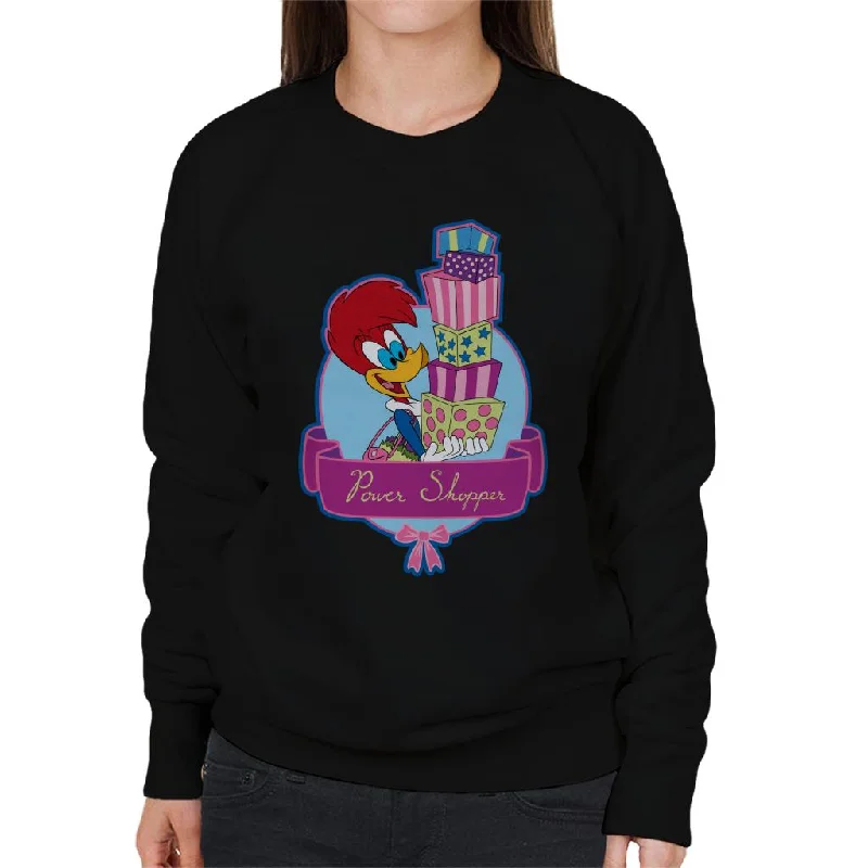 Woody Woodpecker Winnie Woodpecker Power Shopper Women's Sweatshirt Hoodie with Zipper Placket Modern Functional Woody Woodpecker Winnie Woodpecker Power Shopper Women's Sweatshirt Hoodie with Zipper Placket Modern Functional