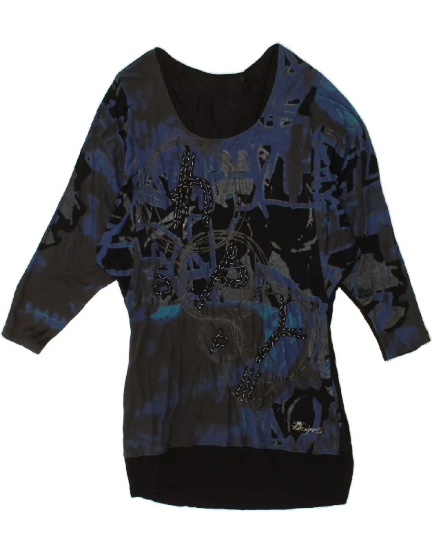 DESIGUAL Womens Longline Graphic Blouse Top UK 18 XL Multicoloured Playful Puff Blouse DESIGUAL Womens Longline Graphic Blouse Top UK 18 XL Multicoloured Playful Puff Blouse