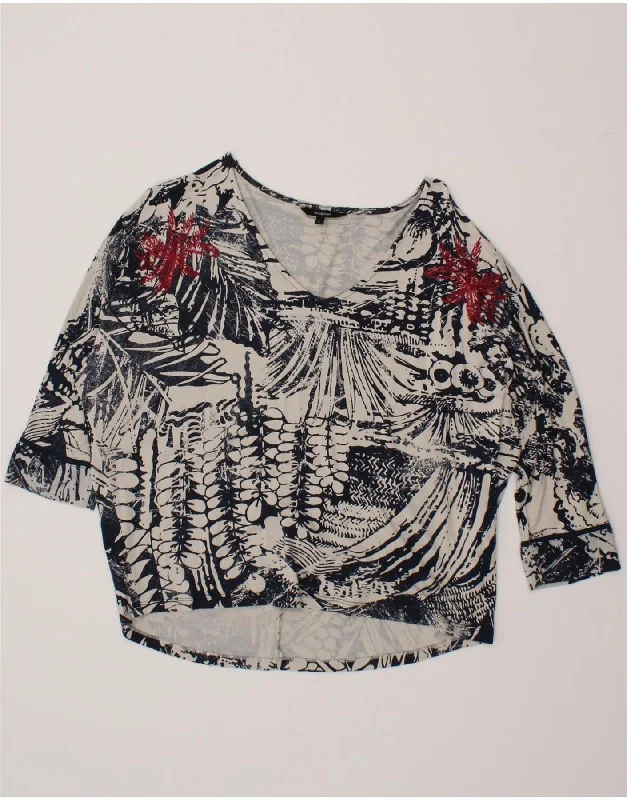 DESIGUAL Womens Crazy Pattern 3/4 Sleeve Blouse Top UK 14 Large Navy Blue Soft Pastel Blouse DESIGUAL Womens Crazy Pattern 3/4 Sleeve Blouse Top UK 14 Large Navy Blue Soft Pastel Blouse