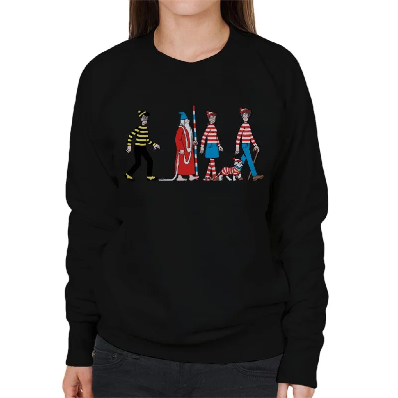 Where's Wally Characters Walking Women's Sweatshirt Hoodie with Zipper Versatile Modern