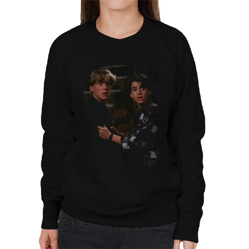 Weird Science Wyatt And Gary Women's Sweatshirt Hoodie with Snap Buttons Easy Quick
