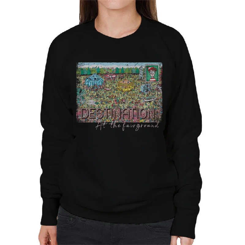 Where's Wally Destination At The Fairground Women's Sweatshirt Hoodie Crop Top Short Trendy