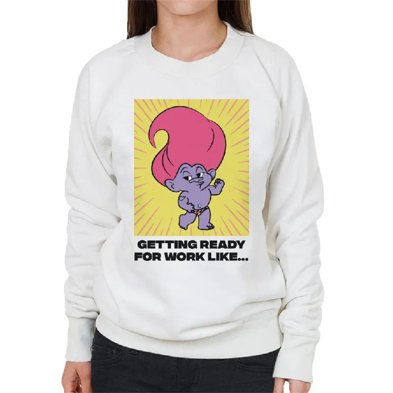 Trolls Getting Ready For Work Like Women's Sweatshirt Hoodie with Metallic Shiny Futuristic Trolls Getting Ready For Work Like Women's Sweatshirt Hoodie with Metallic Shiny Futuristic