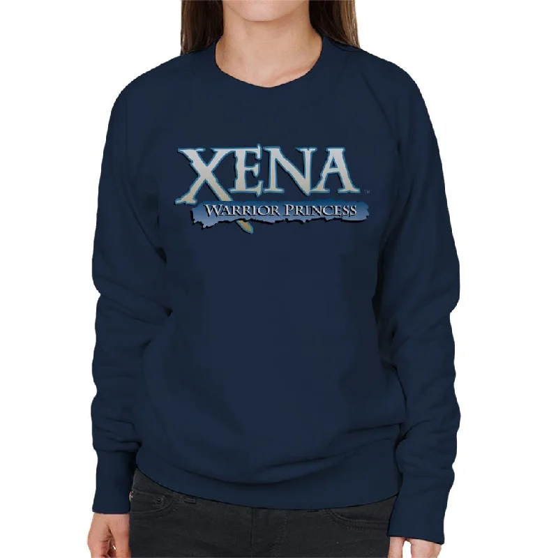 Xena Warrior Princess Blue Logo Women's Sweatshirt Hoodie with Typography Text Message Xena Warrior Princess Blue Logo Women's Sweatshirt Hoodie with Typography Text Message