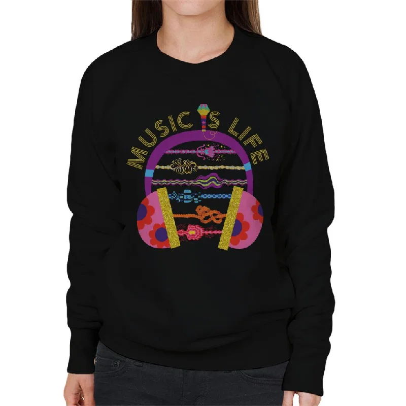 Trolls Headphone Music Is Life Women's Sweatshirt Hoodie with Button Classic Timeless Trolls Headphone Music Is Life Women's Sweatshirt Hoodie with Button Classic Timeless