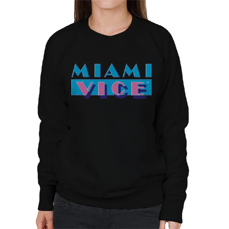Miami Vice Classic Logo Women's Sweatshirt Hoodie with Metallic Shiny Futuristic