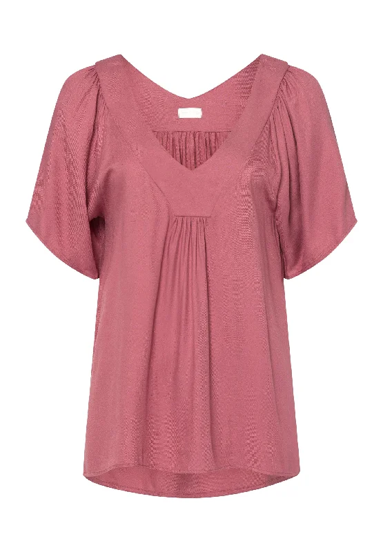 Sunny Vibes Flowy V-Neck Blouse | Rosewood 78727-2425 Floral Print Blouse