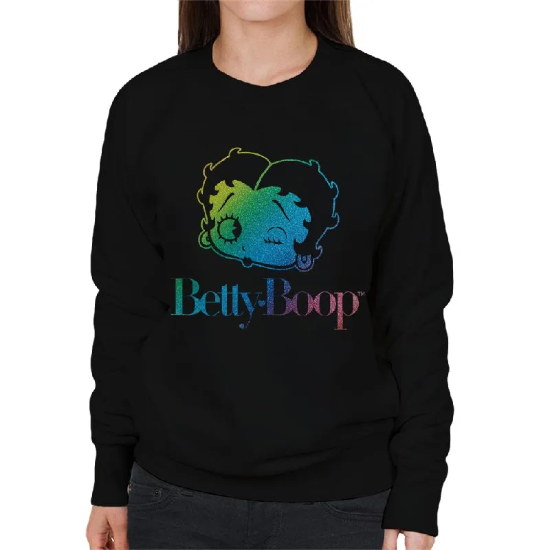 Betty Boop Wink Rainbow Gradient Women's Sweatshirt Hoodie with Turtle Neck Cozy Winter