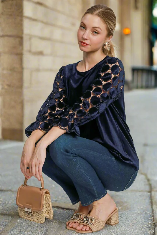 Umgee Lace Velvet Retro Top Sheer Polka-dot Ruffle Long Sleeve Shirt Boho Blouse Boho Printed Blouse Umgee Lace Velvet Retro Top Sheer Polka-dot Ruffle Long Sleeve Shirt Boho Blouse Boho Printed Blouse