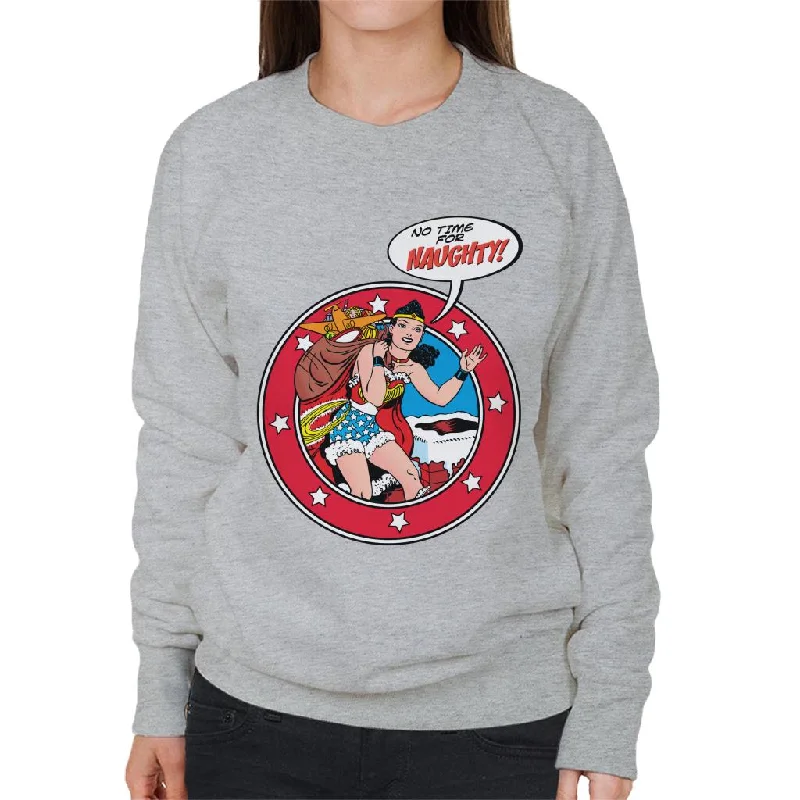 Wonder Woman Christmas No Time For Naughty Women's Sweatshirt Hoodie with Mesh Breathable Sporty
