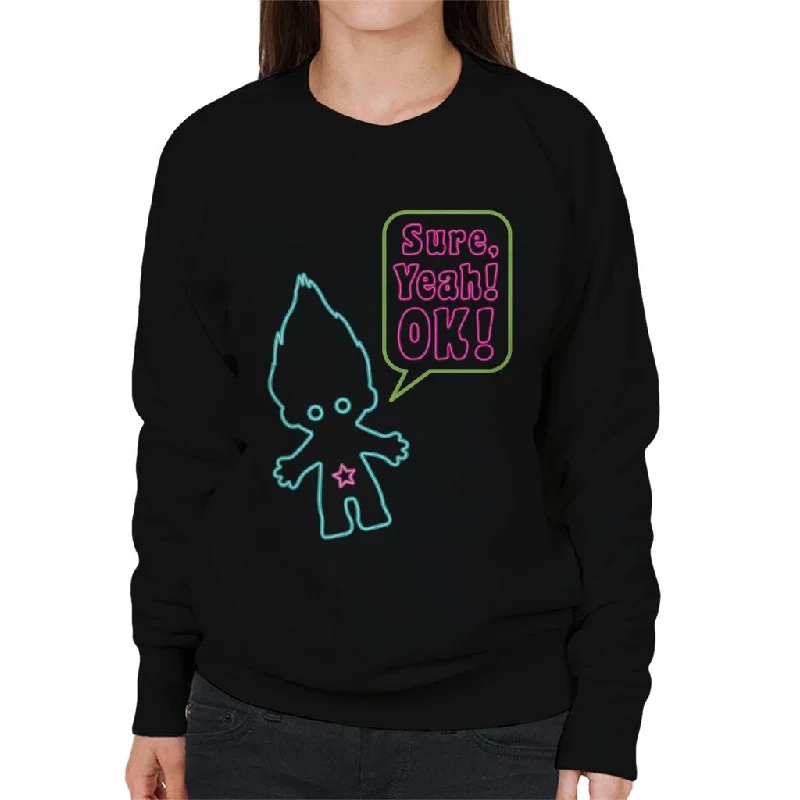 Trolls Neon Sure Yeah Ok Women's Sweatshirt Hoodie with Slit Hem Functional Movement Trolls Neon Sure Yeah Ok Women's Sweatshirt Hoodie with Slit Hem Functional Movement