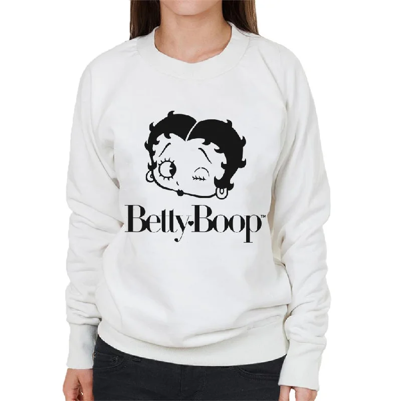 Betty Boop Winking Character Head Women's Sweatshirt Hoodie with Elastic Waist Stretchable Comfortable
