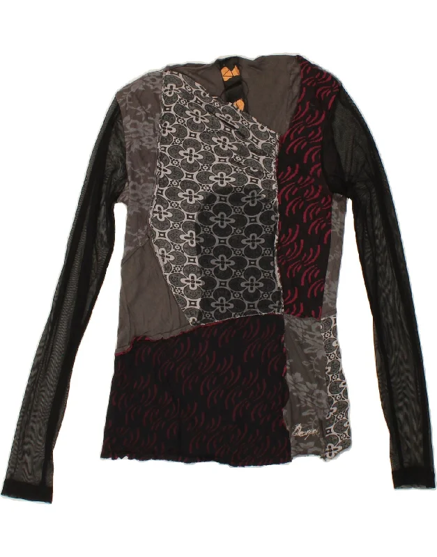 DESIGUAL Womens Blouse Top UK 12 Medium Multicoloured Patchwork Viscose Business Casual Blouse DESIGUAL Womens Blouse Top UK 12 Medium Multicoloured Patchwork Viscose Business Casual Blouse