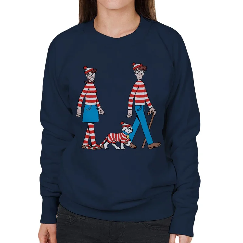 Where's Wally Walking With Wenda And Woof Women's Sweatshirt Hoodie with Patch Decorative Personalized