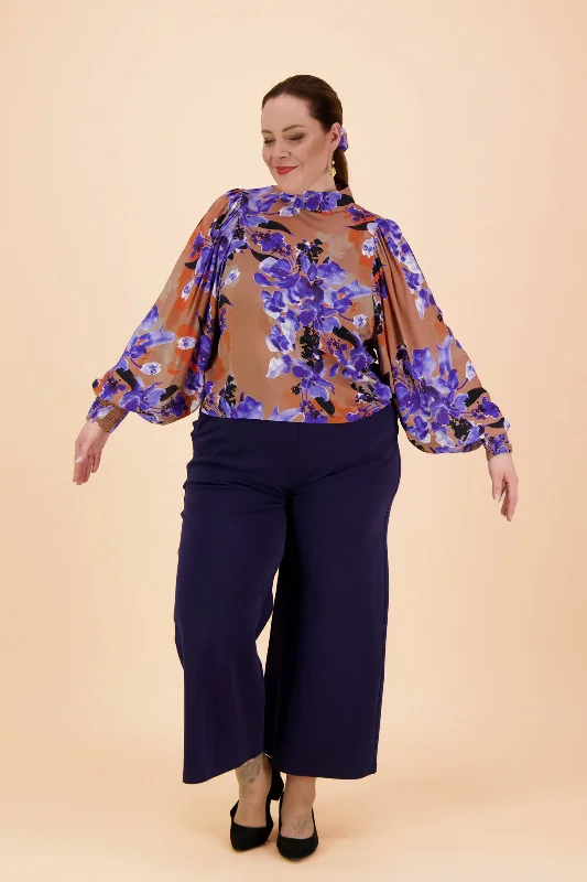 Puff Blouse Iris Brown/Purple Polished Work Blouse