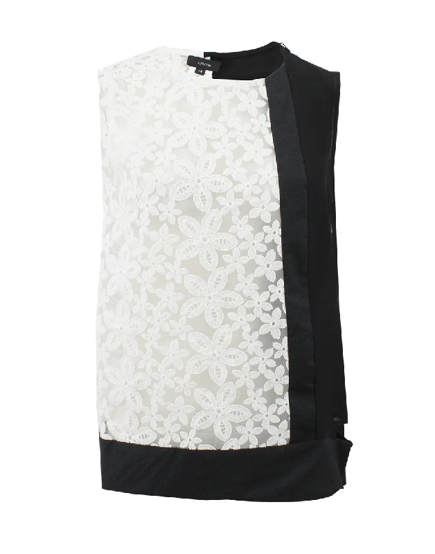 Lace And Cotton Blouse Chic Sleeveless Blouse