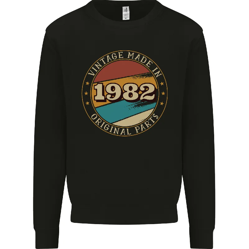 42nd Birthday  Vintage Made In 1982 Mens Sweatshirt Jumper Hoodie with Hem Elastic Stretchable Comfortable
