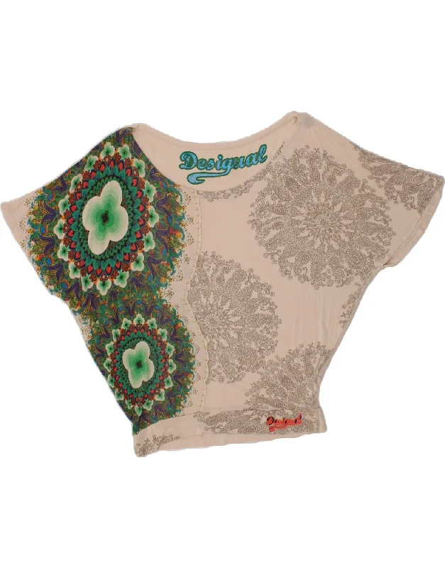 DESIGUAL Womens Graphic Batwing Blouse Top UK 14 Medium Off White Paisley Casual Button Blouse DESIGUAL Womens Graphic Batwing Blouse Top UK 14 Medium Off White Paisley Casual Button Blouse