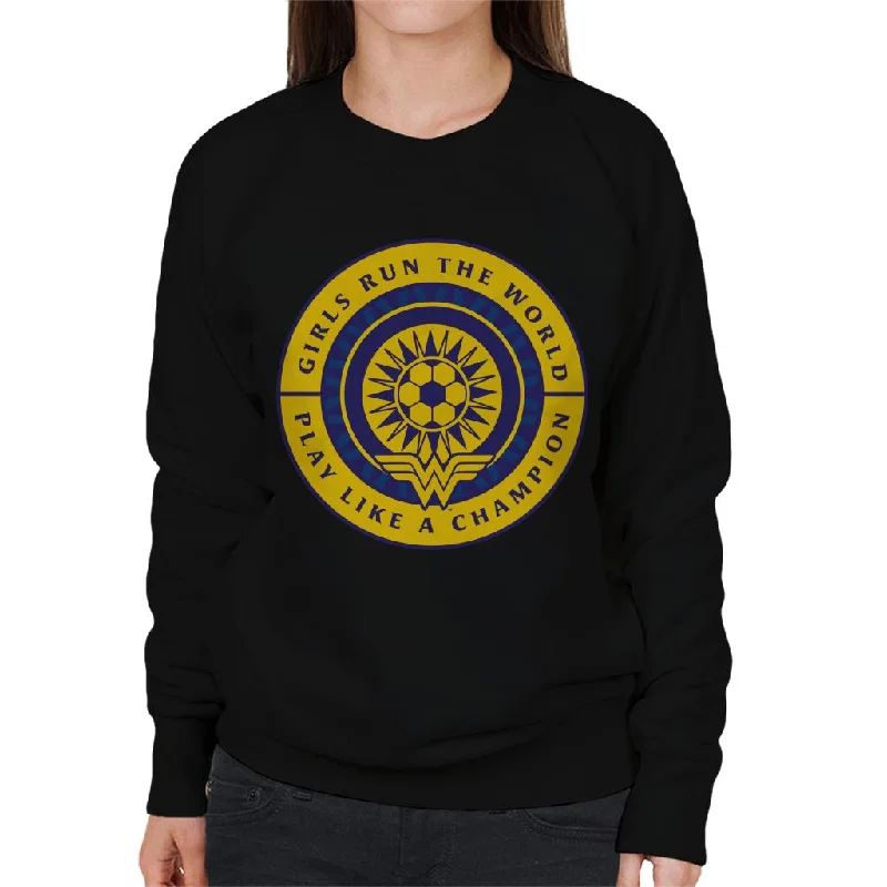 Wonder Woman Sports Girls Run The World Women's Sweatshirt Hoodie with Button Classic Timeless