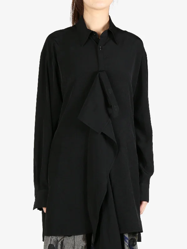 Y'S - Women Y-Cloth Placket Blouse Feminine Tie Blouse
