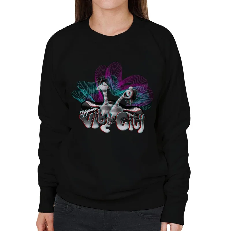 Trolls Reppin Vibe City Women's Sweatshirt Hoodie with Hem Frayed Vintage Worn