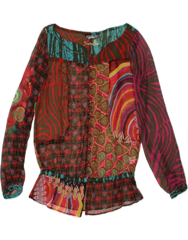 DESIGUAL Womens Long Sleeve Blouse Top EU 38 Medium Multicoloured Puff Sleeve Blouse DESIGUAL Womens Long Sleeve Blouse Top EU 38 Medium Multicoloured Puff Sleeve Blouse