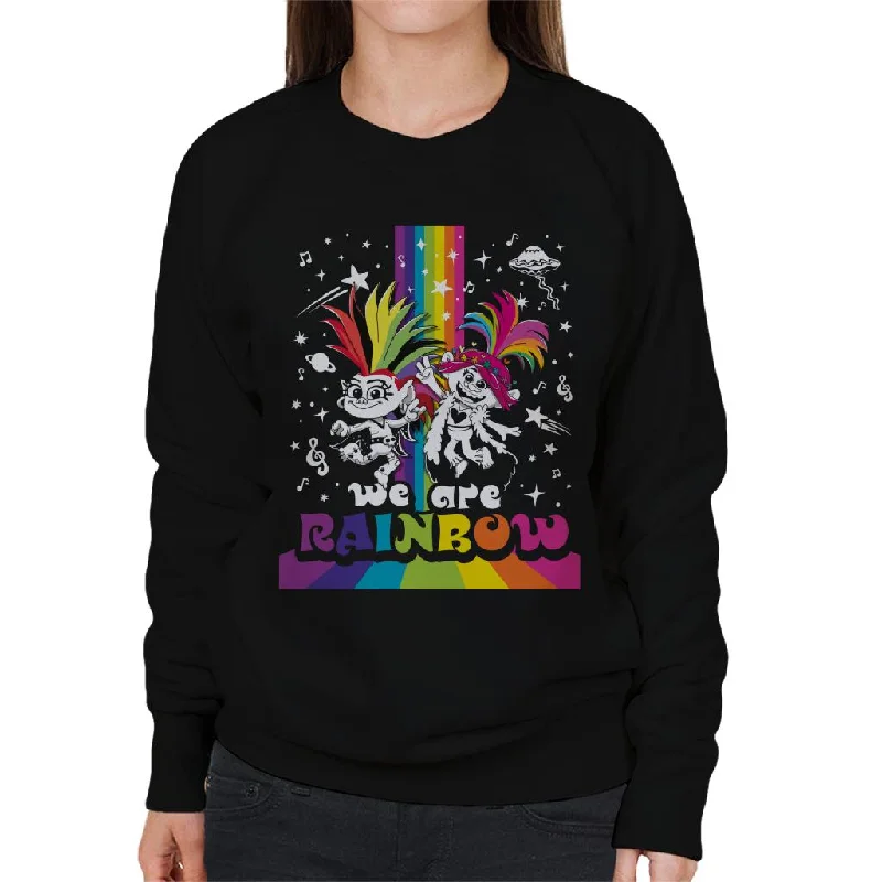 Trolls We Are Rainbow Women's Sweatshirt Hoodie with Half-Zip Sporty Casual
