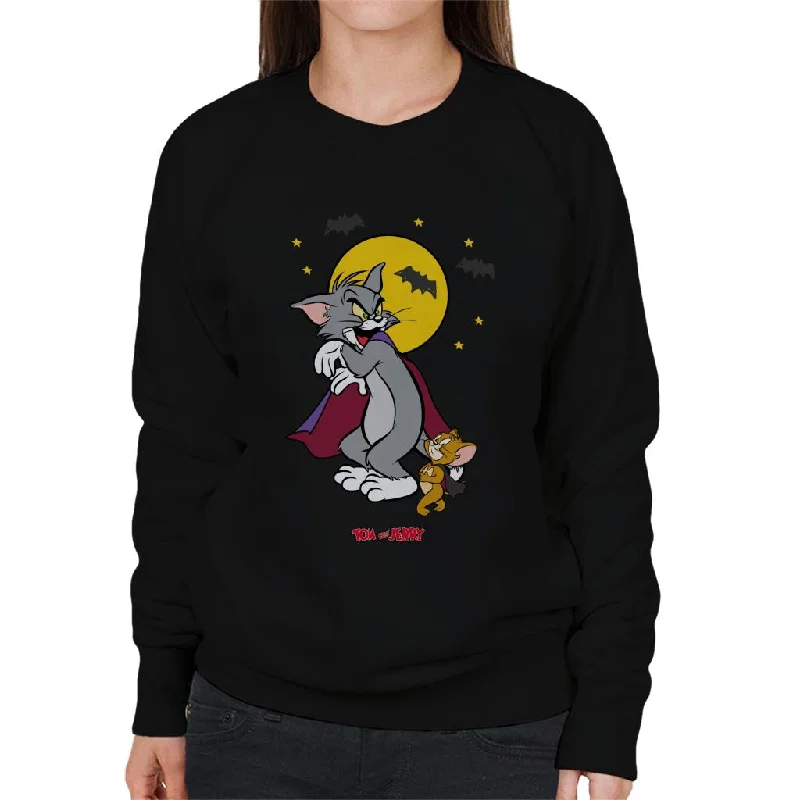 Tom and Jerry Halloween Vampires Women's Sweatshirt Hoodie with Crew Neck Simple Timeless